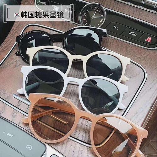 Sunglasses for women in Korean style, trendy small face, internet celebrity Lin Xiaozhai, street style, retro round frame sunglasses, UV protection, resin