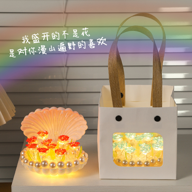 Diybei hecha a mano flores luces nocturnas regalos creativos de mesas de cama luces de atmósfera ornamentos luminosos para enviar a la novia