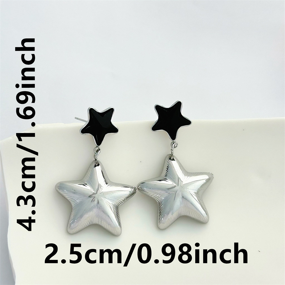 1 Pair Star Retro 304 Stainless Steel Drop Earrings display picture 3