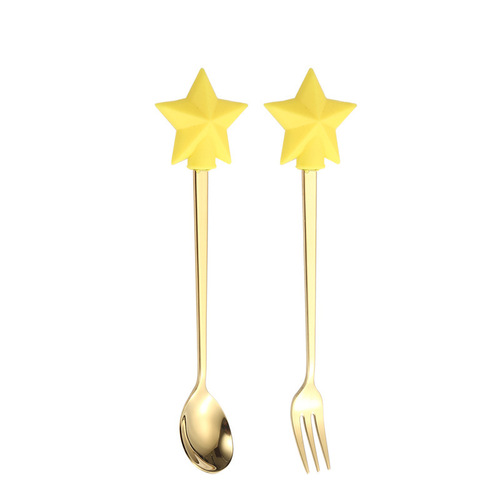 Christmas stainless steel spoon and fork set gift box set creative Instagram style high-end dessert fork and stirrer