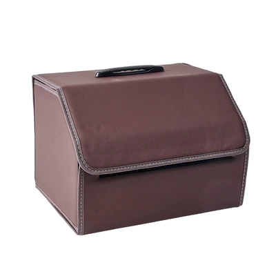trunk foldable car storage Car storage bag/box - brown-top-handle-medium