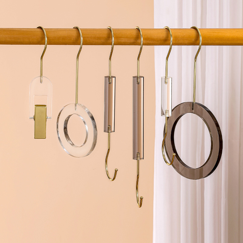 Acrylic hook Crystal hanger clothing store clothes hook transparent circle silk scarf hook clip sample display stand