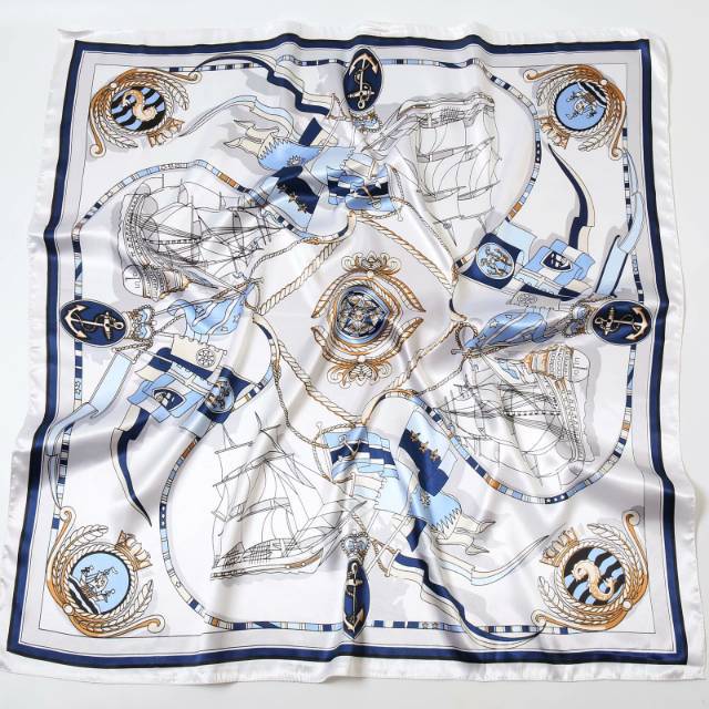 Printing Design Casual Style Women's Casual Cashew Nuts Leopard Chains Print Satin Printing Silk Scarf Kerchief