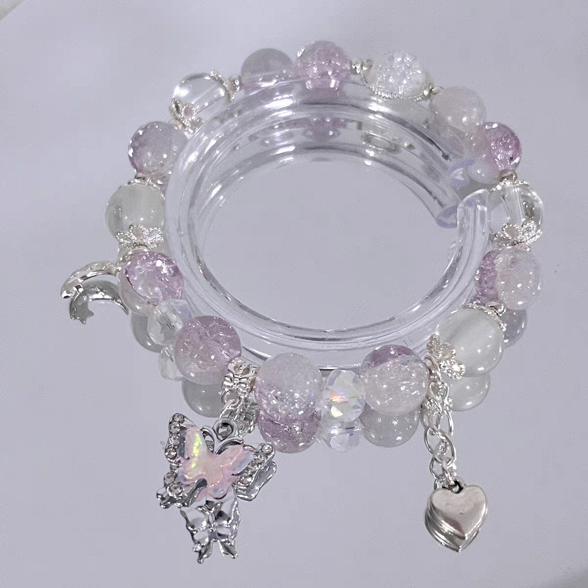 Moon White Star Purple Butterfly Bracelet Female TNT Boyhood Group Ma Jiaqi Should Aid Color Beaded Design Girlfriend Bracelet