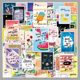 50张鼓励卡片涂鸦个性创意卡通原创英文咕卡装饰手机壳行李箱贴纸