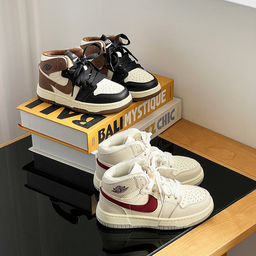 Xiameng children's shoes  autumn new children's color matching high-top trendy sneakers girls' sports shoes boys' casual shoes