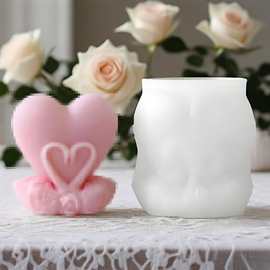 diy情人节爱心天鹅创意香薰蜡烛蜡烛硅胶模具慕斯蛋糕装饰石膏模