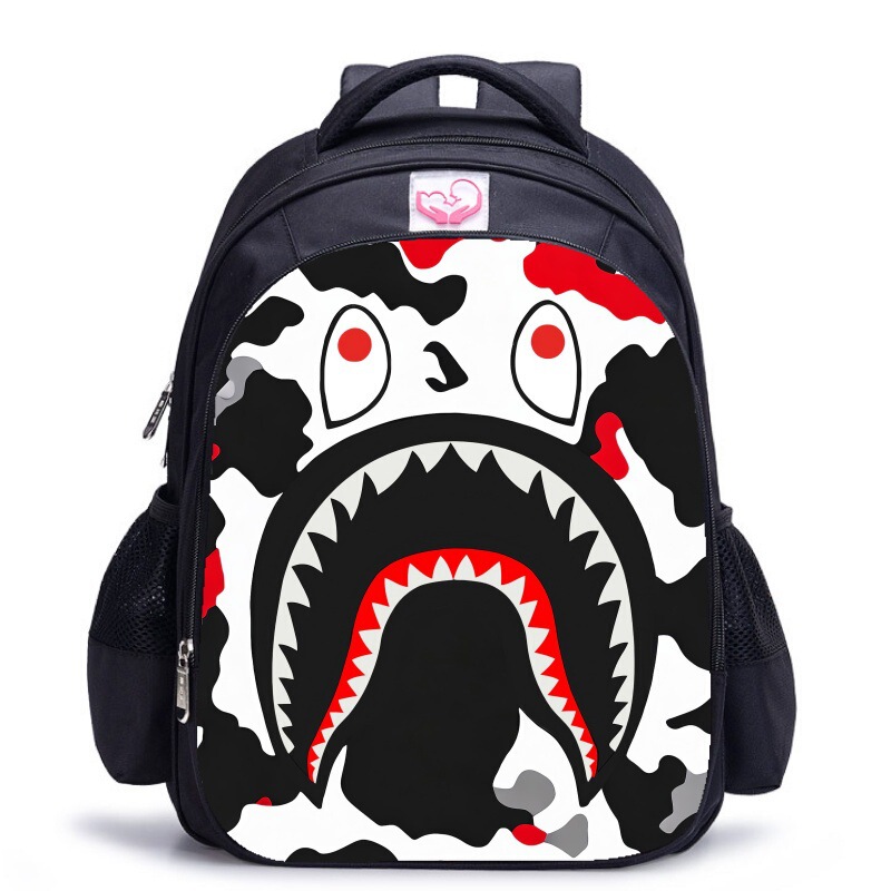 New Color-Blocked Shark Mouth Graffiti School Bag, Children's Large-Capacity Backpack, Unisex Backpack New Color-Blocked Shark Mouth Graffiti School Bag, Children's Large-Capacity Backpack, Unisex Backpack