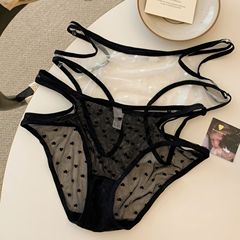 Pure sensual mesh Japanese girl underwear for women with low waist sweet cross hollow lace light Japanese sexy underwear