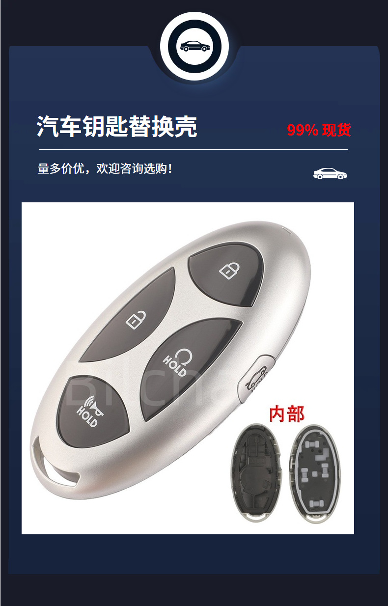 Suitable for 5-button new Hyundai Tucson IONIQ6 GN7 smart card car remote key replacement shell