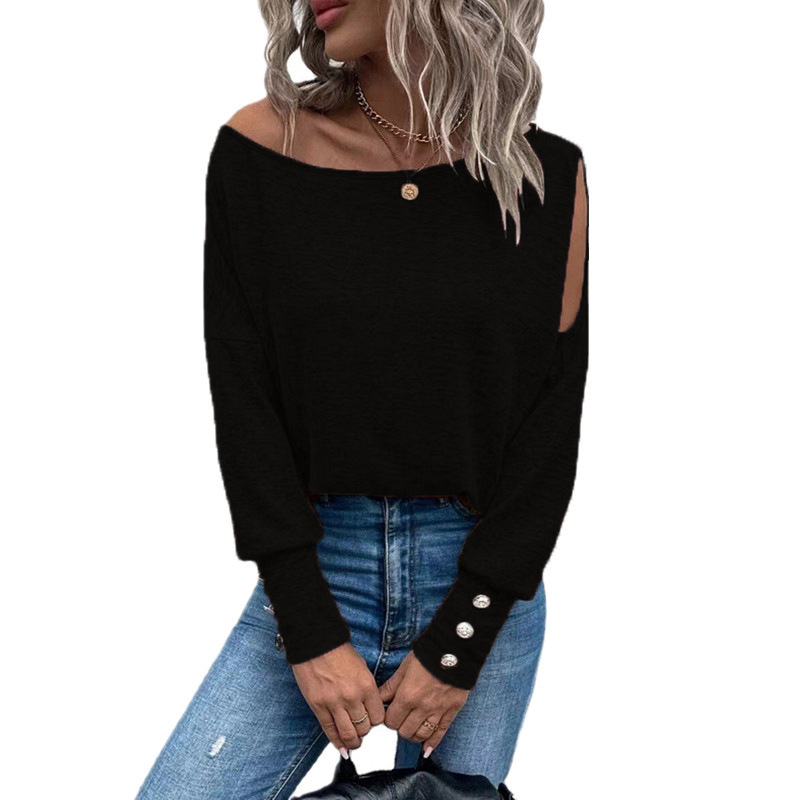 Women's T-shirt Long Sleeve Blouses Button Fashion Streetwear Solid Color display picture 2