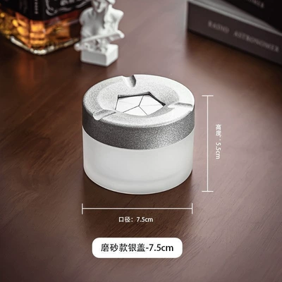 office, with lid, detachable design, Car ashtray - matte-silver-cover-stylish-ashtray-rotating-smoke-extinguisher