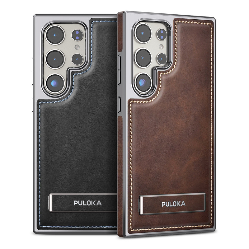 Suitable for Samsung Galaxy S24 Invisible Bracket Mobile Phone Leather Case Mobile Phone Case Supports Oem Customized Mobile Phone Case