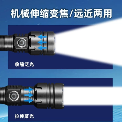 Adjustable Zoomable USB Flashlight, Aluminum | UV fənərlər