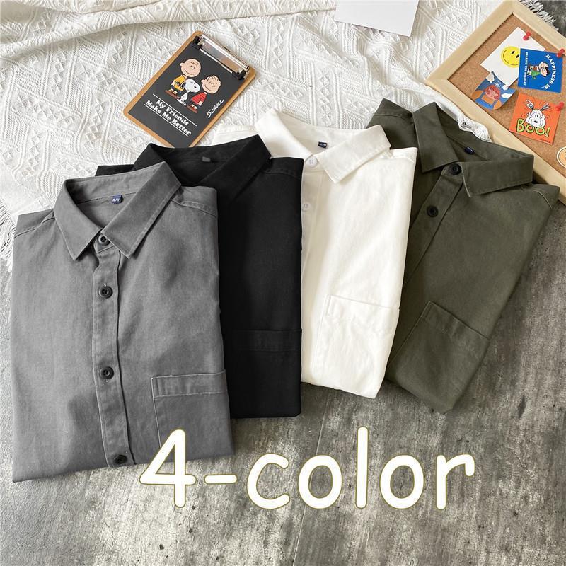 シャツメンズ秋冬韓国版万能カラールーズインナー長袖シャツイントレンドカレッジスタイル大きいサイズジャケット