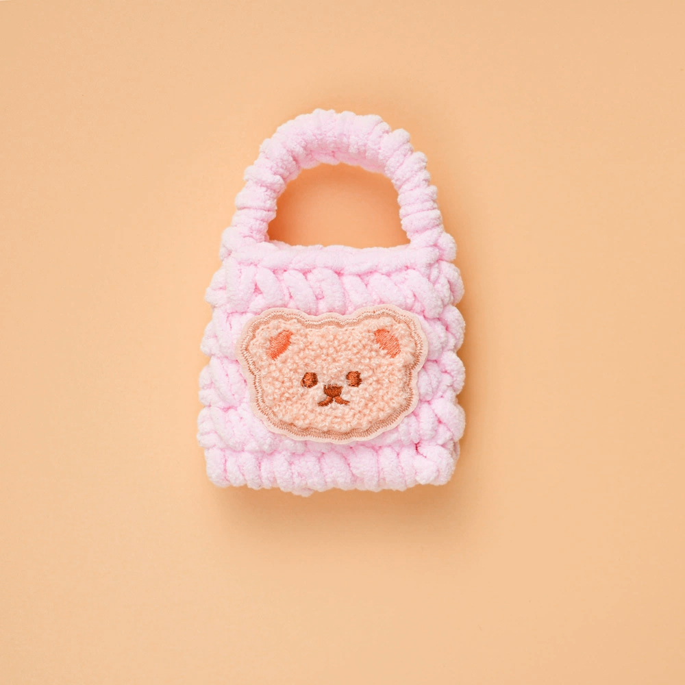 Bolsa de auriculares ganchillo acabado con cubierta protectora bluetooth peluche lindo oso pequeño tejido a mano bolsa de cambio de llavero