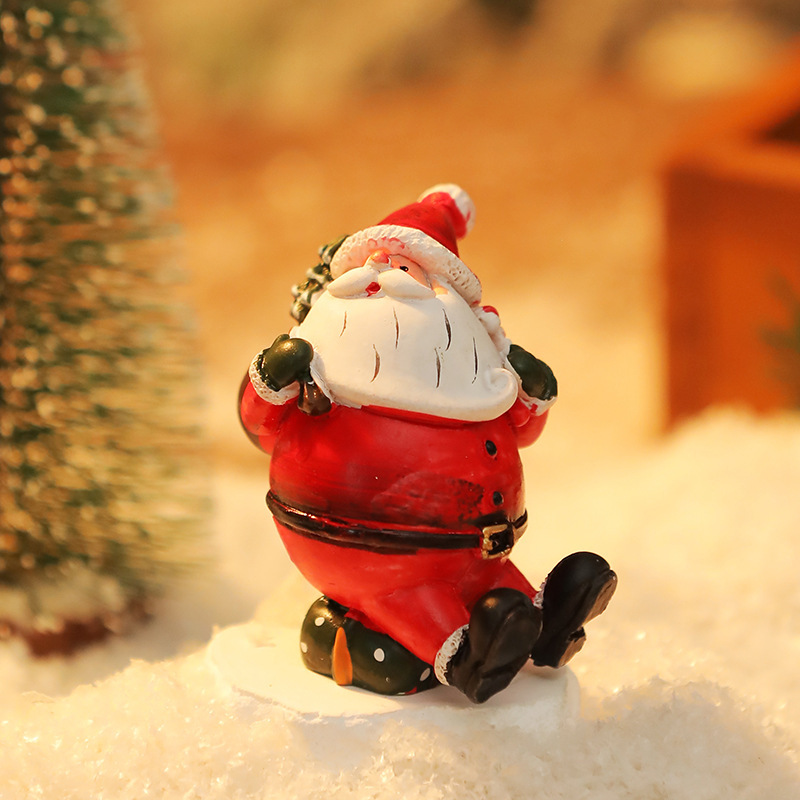 クリエイティブ雪だるまサンタクロースデスクトップクリスマス装飾小物ミニクリスマスシーン配置撮影小道具|undefined