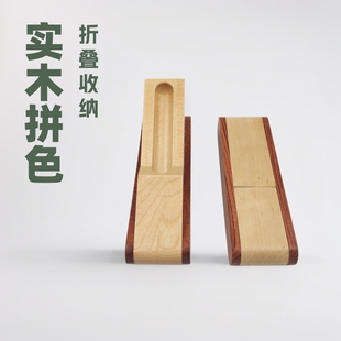Wooden color matching folding single flip pen box solid wood pen box in stock wholesale large quantity price excellent batch lettering