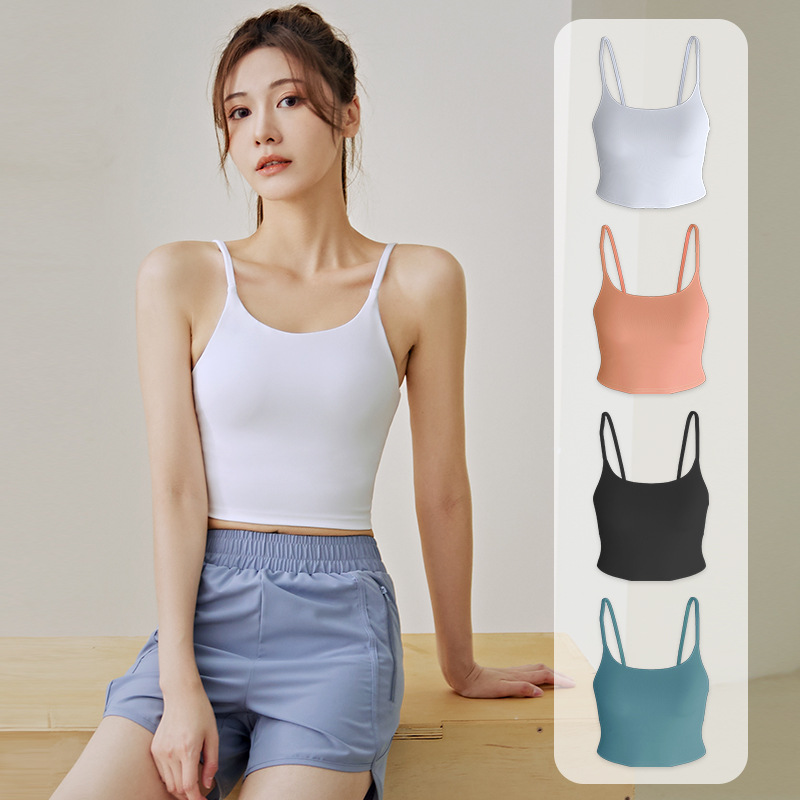 Chaleco deportivo Juyitang para mujer con almohadillas en el pecho, adecuado para usar debajo o como prenda exterior elegante, con un hermoso diseño en la espalda, chaleco de yoga.