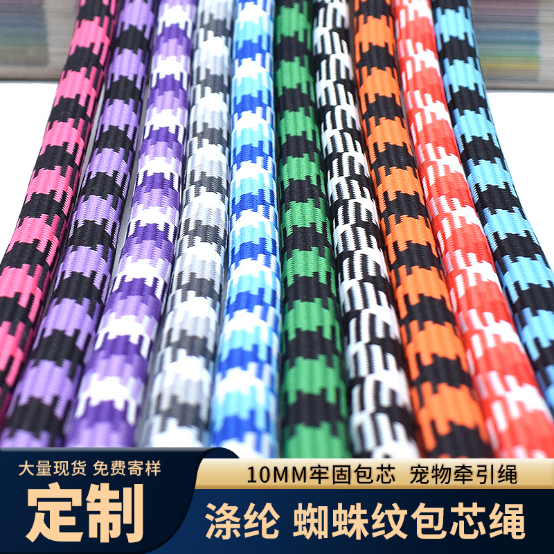 10mm 폴리 에스터 스파이더 패턴 라운드 로프 애완 동물 견인 로프 다색 나일론 로프 개와 고양이 애완 동물 견인 체인