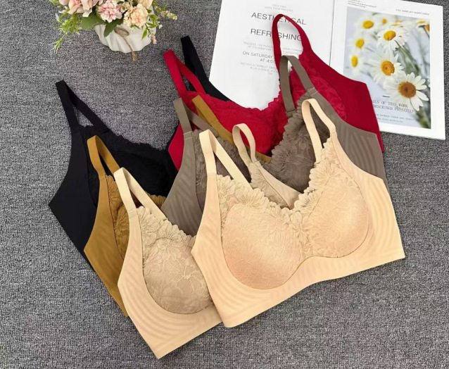 8683 inventario bajo bajo de alta gama ropa interior de encaje en relieve francés ropa interior antigravedad pull-up bra de goma