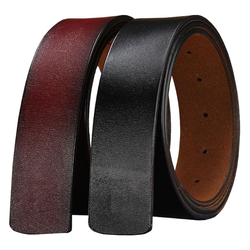 Cinturón sin cabeza de piel de vaca tira de hebilla lisa de cuero de los hombres con cuerpo