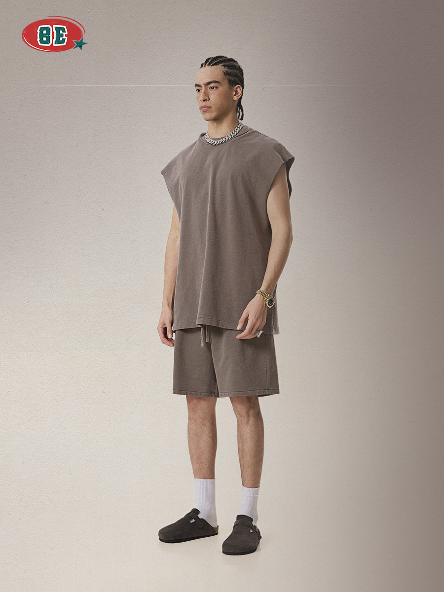 Be Hombres| 2025 verano Europa y Estados Unidos comercio exterior transfronterizo camiseta deportiva relajada acondicionamiento físico camiseta de hombro sin mangas chaleco hombre