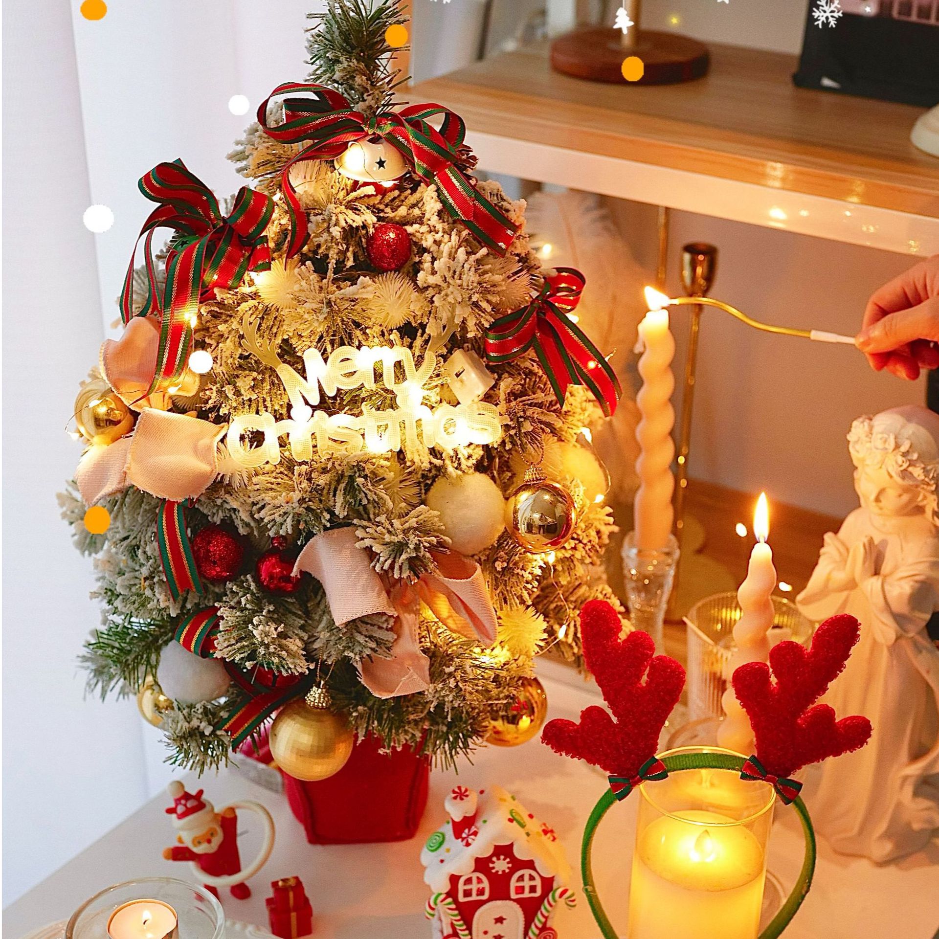2024 Decoración de pastel de Navidad Decoración luminosa Merry Christssa árbol de Navidad inserto de cinta