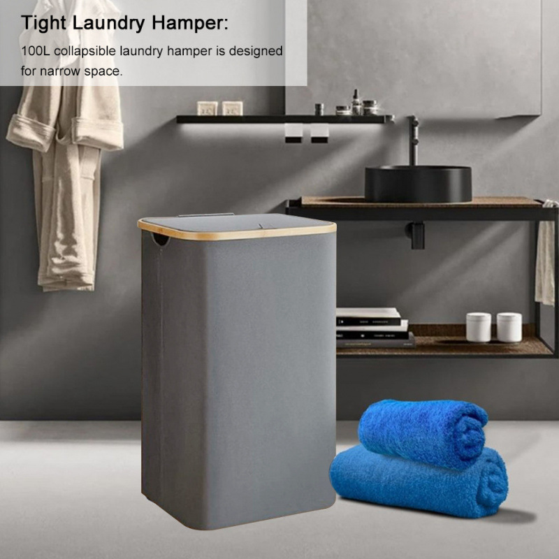 100L Dirty Clothes Bag Box Foldable Laundry Hamper Basket