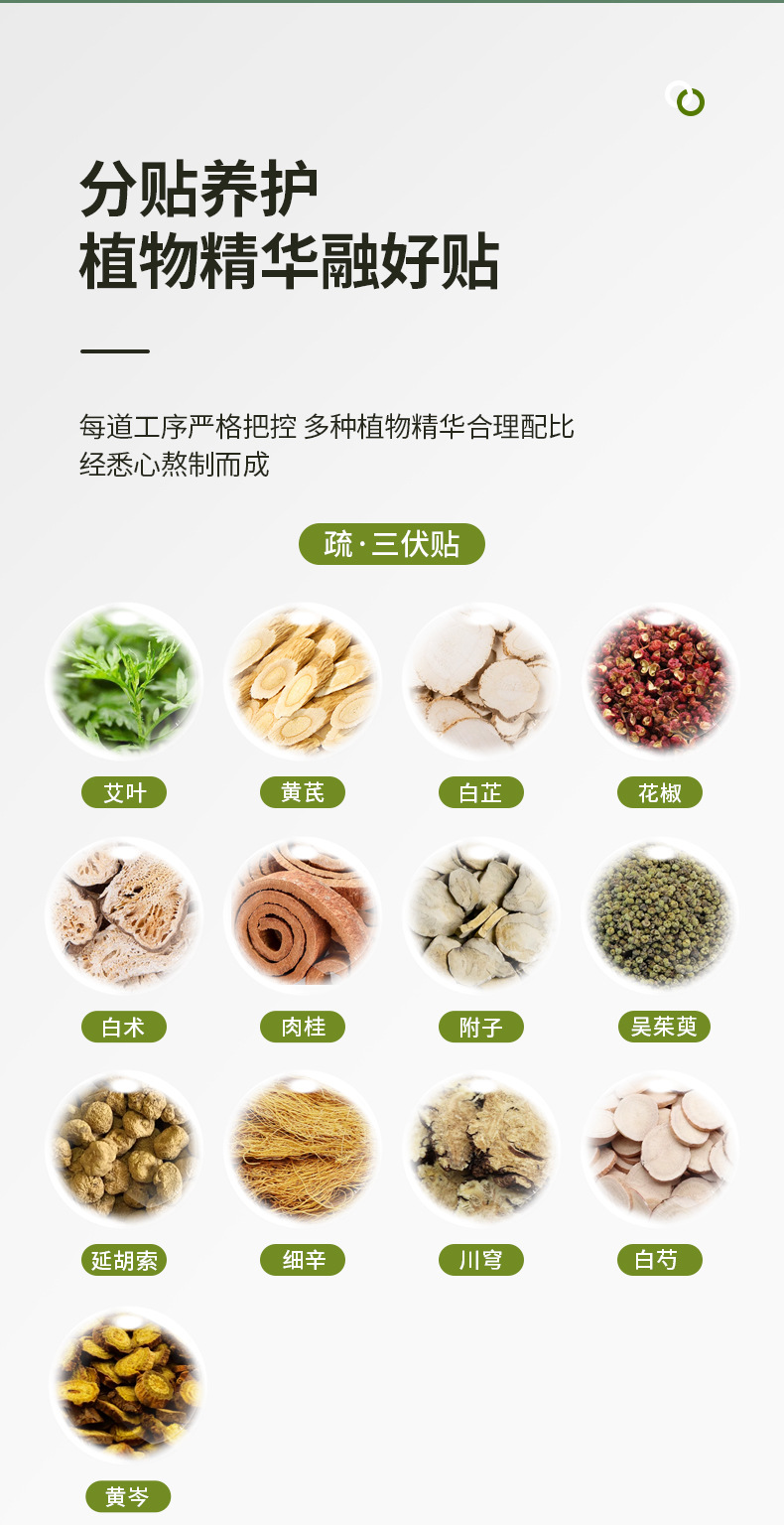 San Fu Tie Moxibustion Patch Mugwort Acupoint Herbal Plaster for Adults and Children Summer External Use overview