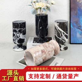 轻奢高级感别墅样板间售楼处花瓶摆件插花家居饰品酒店大理石花器
