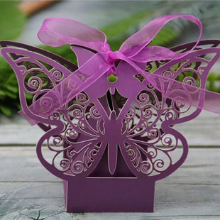 10Pcs European Wedding Hollow Candy Box Wedding Chocolate Packaging Box Engagement Butterfly Wedding Candy Box