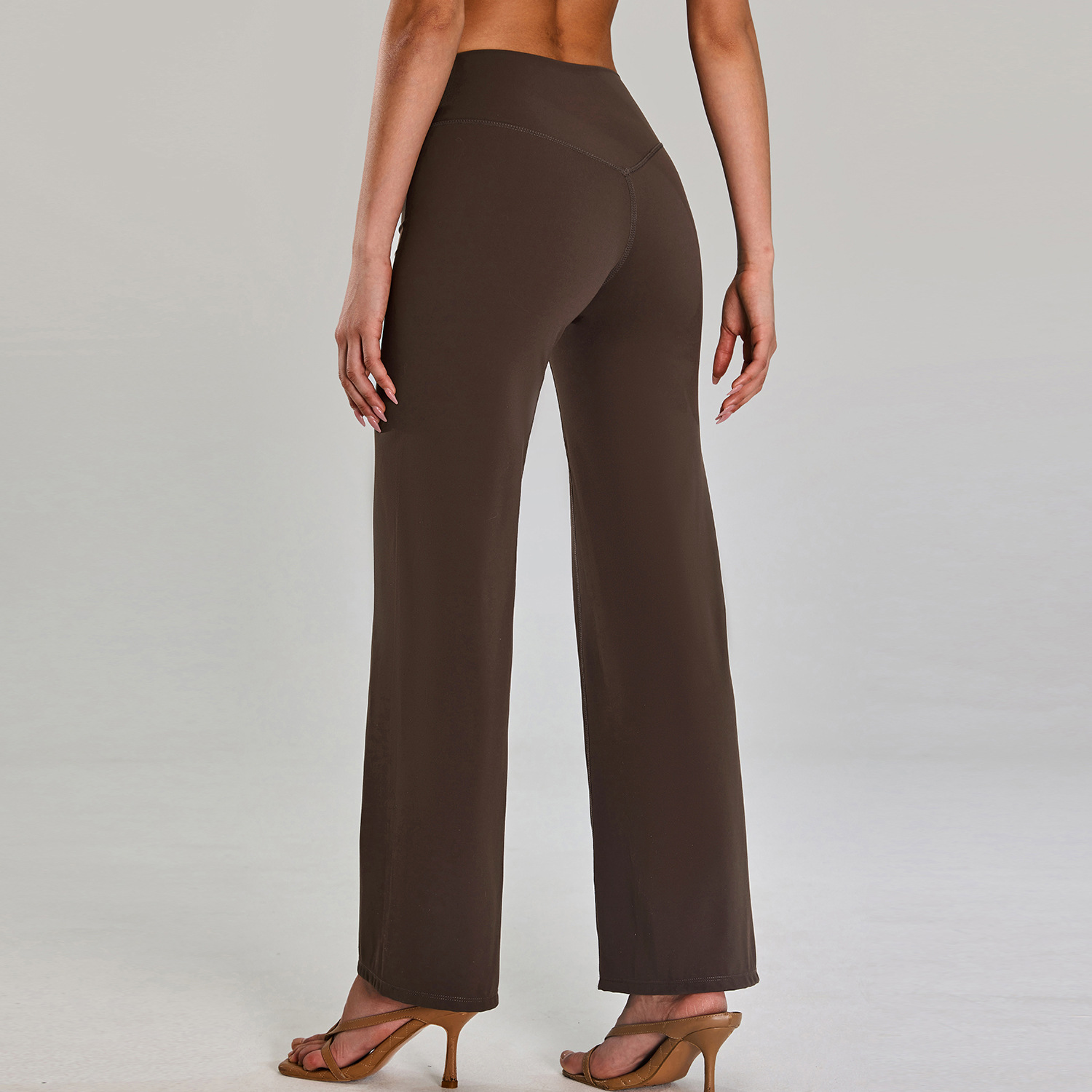 Europa y América desnudos pantalones de calzado de calzado para correr al aire libre deportivo rápido secado pantalones de piernas largas rectas de cintura alta para mujeres pantalones de gimnasio