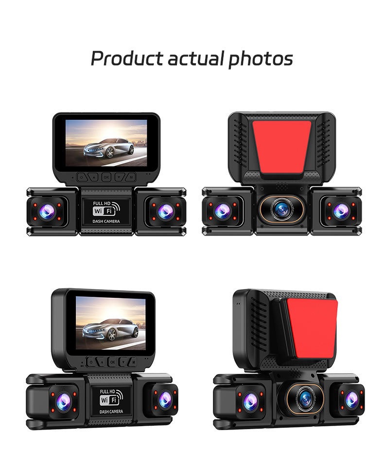 4-Lens Cross-Border Parking Monitoring Wifi Dash Cam with High-Definition Night Vision and 360-Degree Panoramic Reversing Image 3inch