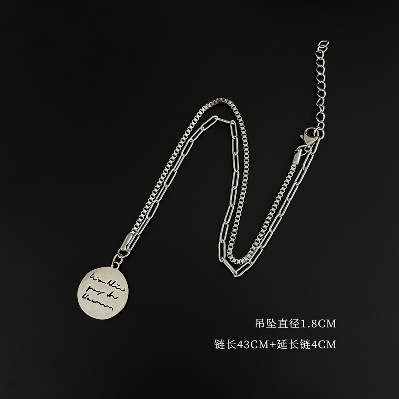 Stainless Steel Colorless Necklace Trendy Cool Personality Clavicle Chain Light Luxury Niche Pendant Hip Hop Ornaments display picture 7