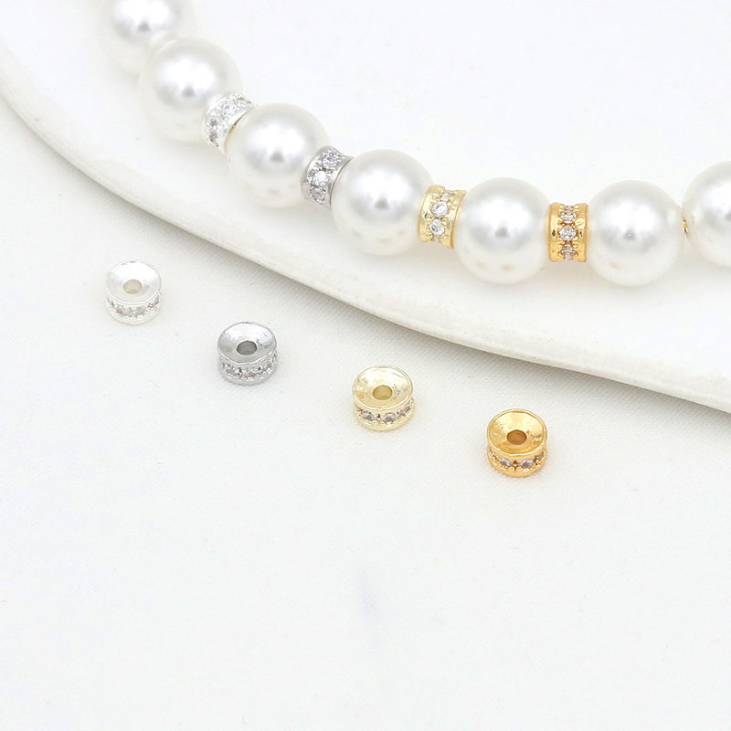 Color-Preserving 14K Gold-Plated Zircon Concave Wheel Bead Spacer Bracelet Necklace Spacer Bead Accessories DIY Jewelry Bead Materials Color-Preserving 14K Gold-Plated Zircon Concave Wheel Bead Spacer Bracelet Necklace Spacer Bead Accessories DIY Jewelry Bead Materials