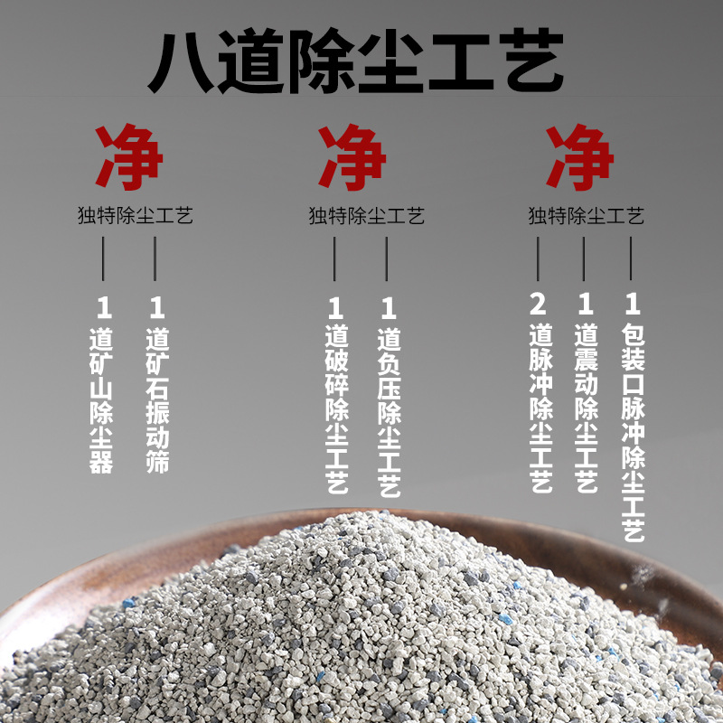 Desodorización de arena mineral, mineral natural a base de sodio, formación de arena para gatos de bajo polvo, absorción de agua, fondo no pegajoso, 9 kg de arena para gatos se puede personalizar
