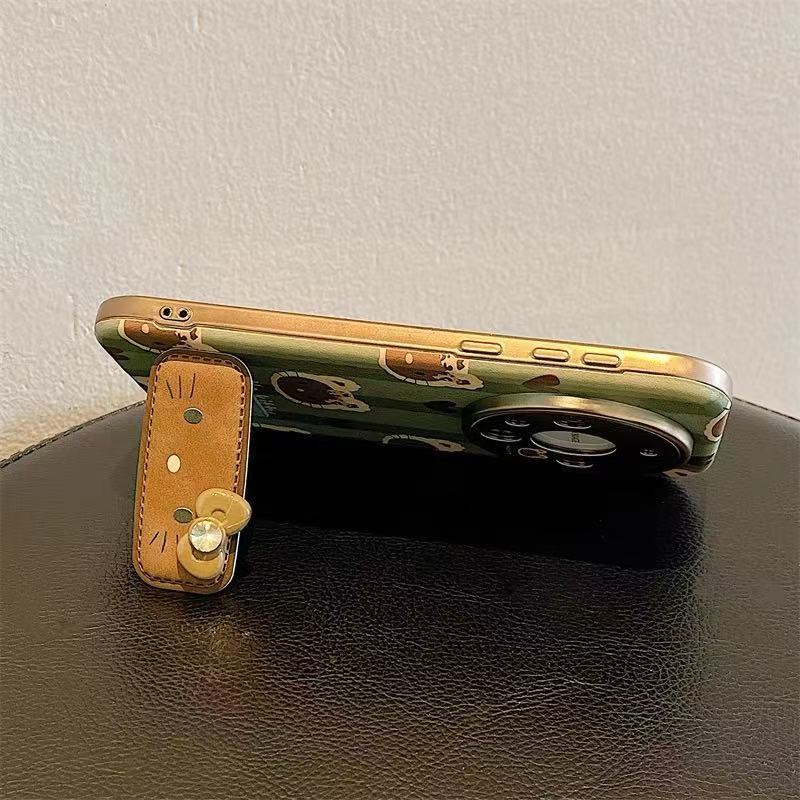 Ins verde raya kt para Huawei Pura70Pro funda para teléfono móvil 60 soporte plegable mate60Pro cordón femenino