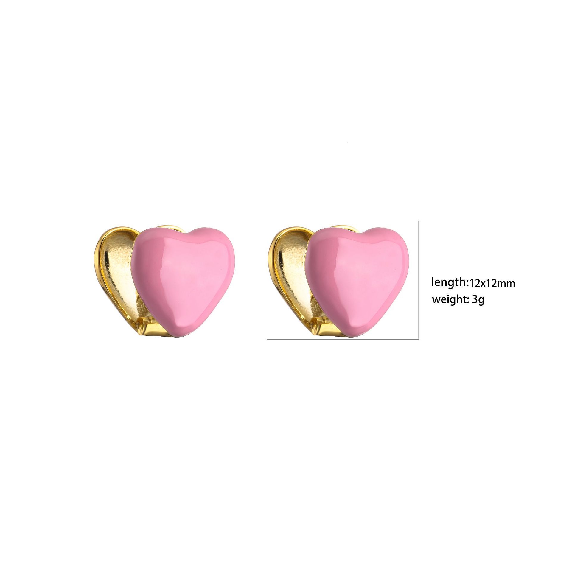 simple style copper Heart Shape Dripping Oil Color Earrings