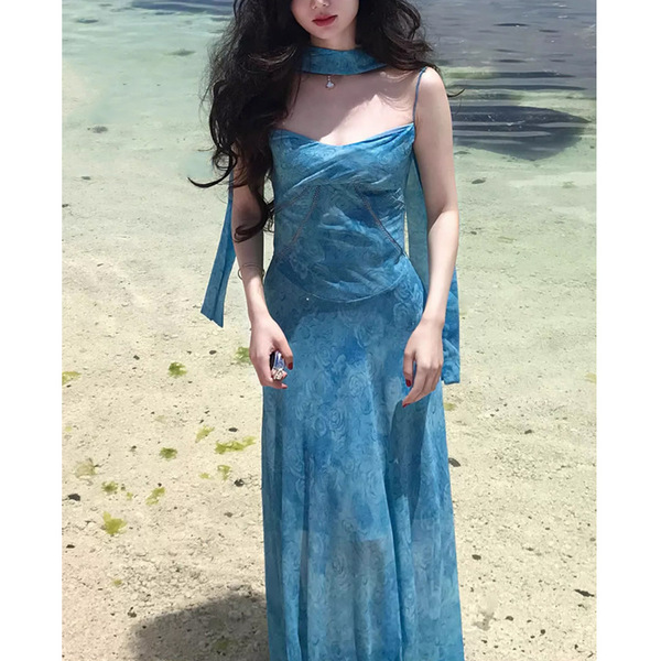 Blue shiffon dress