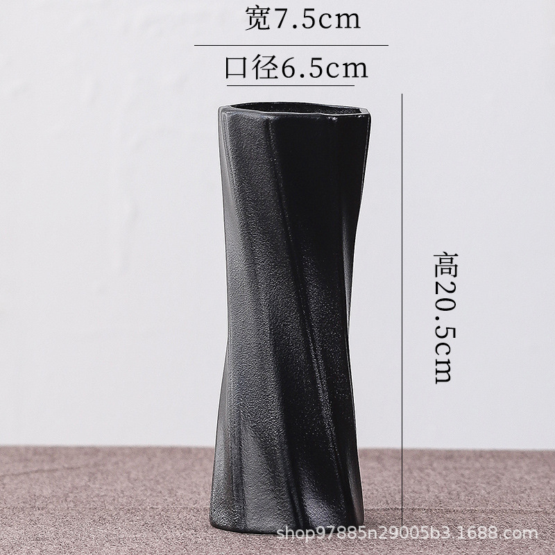 Zhenmao モダンなブラックセラミック花瓶リビングルームフラワーアレンジメント装飾品ライト高級ハイエンドフラワーアレンジメント装飾ドライフラワー|undefined