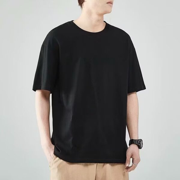 Summer solid color white short sleeve T-shirt for students