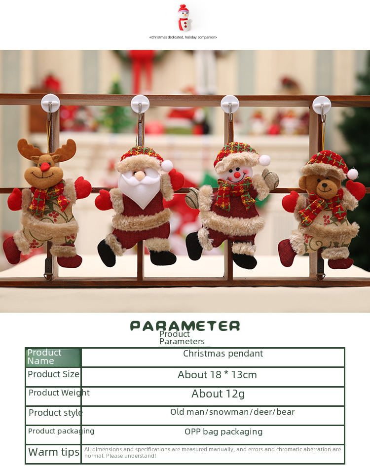 Enfeites de natal para pendurar decoração em tecido para árvore_voghion.com