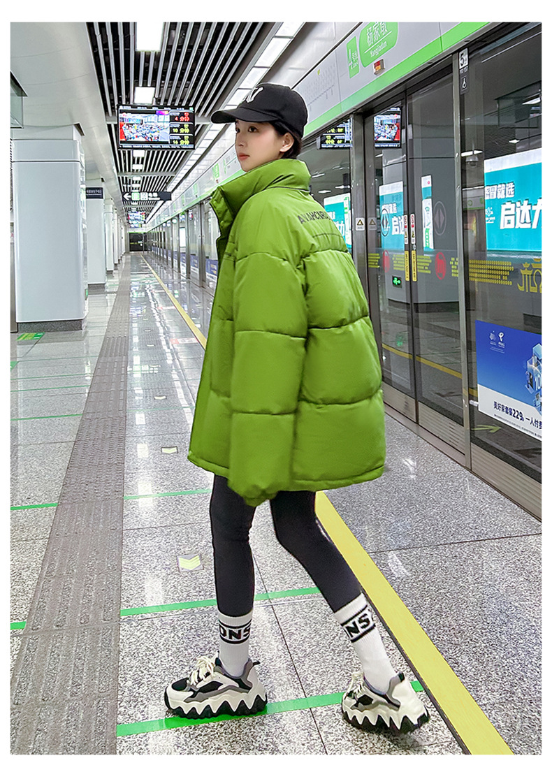 Women's Down Coat Mid Length Standing Collar Thickened Bread Style_voghion.com