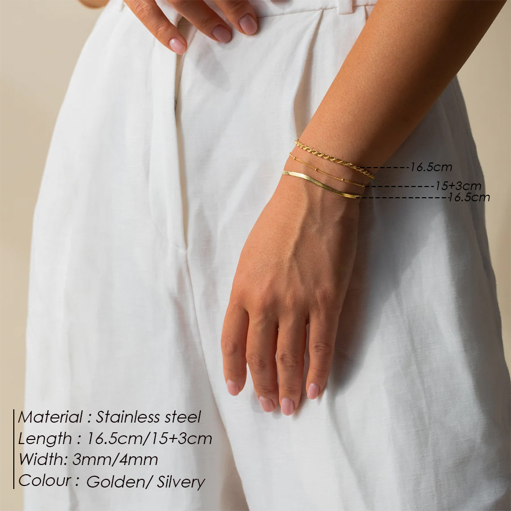 EManco europeo y americano de doble capa pulsera apilada personalidad de moda cadena cubana pulsera femenina pulsera de acero inoxidable del todo fósforo