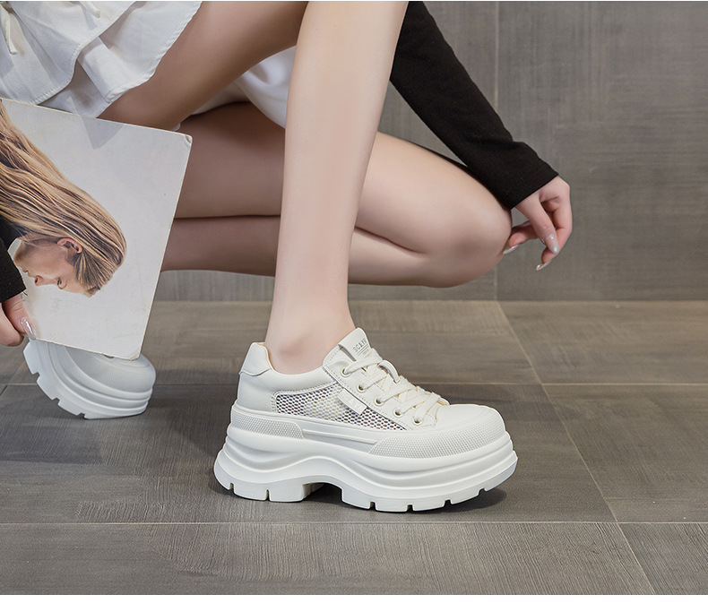 Giày sneaker nữ đế dày phong cách Anh quốc, form dày dặn, phối hợp trang phục hằng ngày — Be 5058, Đen 5058 chi tiết 19