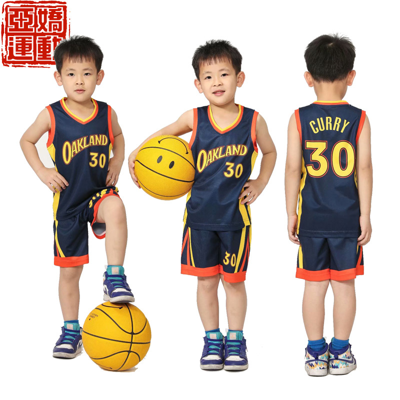 儿童勇士库里球衣30号篮球服套装幼儿园班服夏小学生篮球背心童装