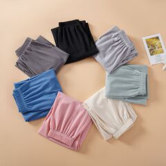 Children's Korean Style Mosquito-Proof Straight Leg Bounce Bounce Pants Home Pants Ice Silk Candy Color Loose Elastic Wide Leg Pants
