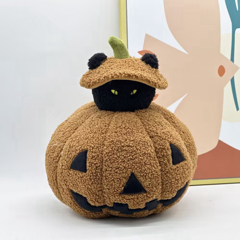 跨境新款Peek a Boo Cat PillowHalloween万圣节幽灵毛绒玩具公仔|undefined
