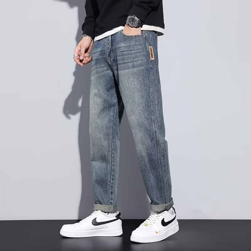 2024 primavera y otoño pantalones de estilo vibe americano ins High Street Street jeans pantalones casuales rectos sueltos para niños